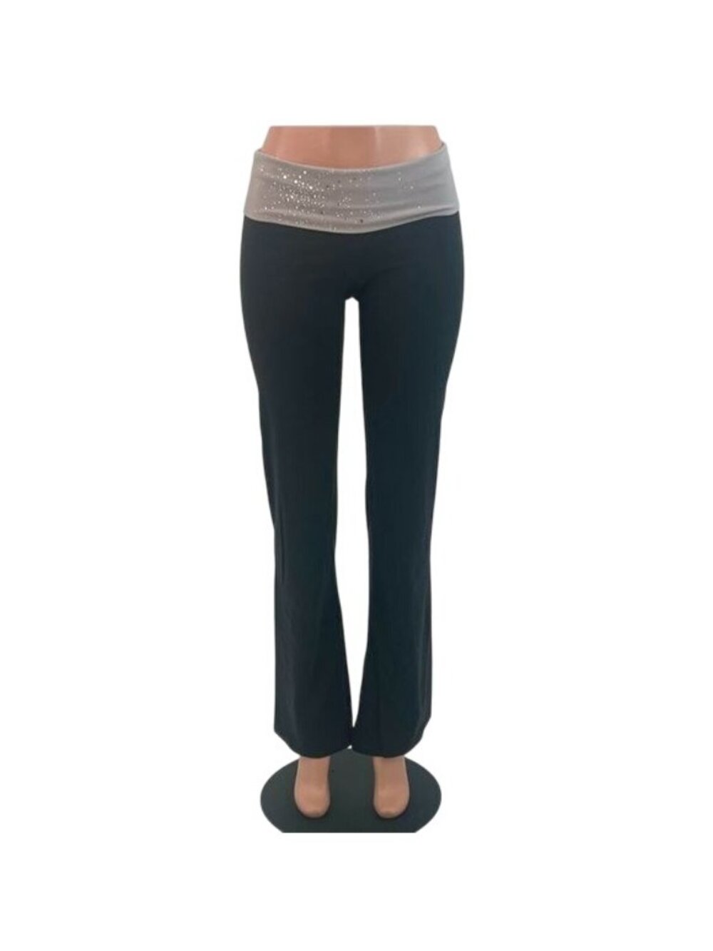 VTG Victoria’s Secret Rhinestone Embellished Fold Over Boot Cut Leggings M | Y2K - Picture 8 of 9